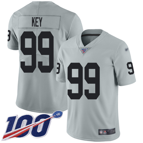 Men Oakland Raiders Limited Silver Arden Key Jersey NFL Football 99 100th Season Inverted Legend Jersey